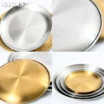 14/17/20/23/26/30CM Stainless Steel Bone Spitting Dish Gold Silver Shallow Tray Metal Dining Disc Round Plate Dessert Tableware - Image 5