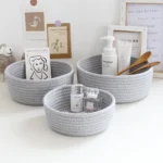 1PC Nordic Hand Woven Cotton Rope Storage Baskets Desktop Sundries Kids Toys Organizer Box Baby Dirty Clothes Laundry Basket - Image 4