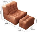 Portable Lazy Beanbag Chair Faux Leather Waffle Pouf Couch Bean Bag Cover Without Filler Puff Chaise Lounge Recliner Sofa Bed Ot - Image 2