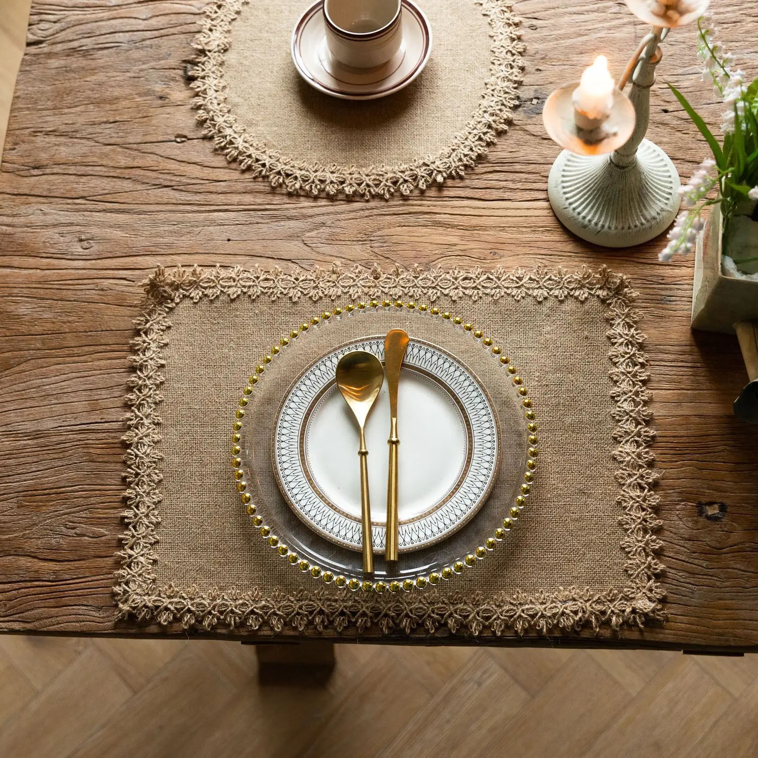 2 PCS Braided Placemats Heat Resistant Jute Table Mats Farmhouse Woven Fabric Natural Place Mats for Decorations Indoor Outdoor 15 kf Sf27d629b406247059a389dfcb4a03d3eq