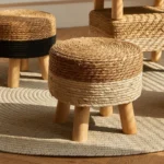 Grass woven stool, rural low stool, rattan woven shoe changing stool, thickened woven seat cushion stool - Image 3