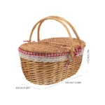 1Pc Wicker Picnic Basket With Lid Portable Storage Baskets With Handles Home Decor Gift Rustic Woven Texture Baskets For Kids - Image 6