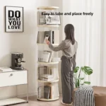 Rotating Bookshelf 360 Degree Home Bookcase Floor Shelf Student Picture Book Living Room Storage Rack Creative Storage Cabinet - Image 2