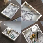 30x20x3CM 100% Natural Luxury Calacatta Viola Purple Marble Stone Travertine Rectangle Catchall Sundries Serving Tray Container - Image 4