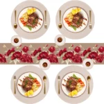 Set of 6 Round Braided Placemats 34CM Table Mats for Dining Tables Christmas Halloween Woven Washable Non-Slip Place mats - Image 5