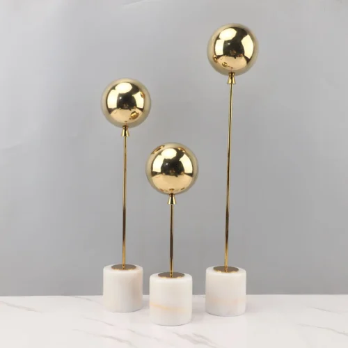 Minimalist Balloon Art Sculpture, Natural Marble Base, Tabletop Ornaments, Metal Balloon Sculpture, Room Aesthetic Decoration