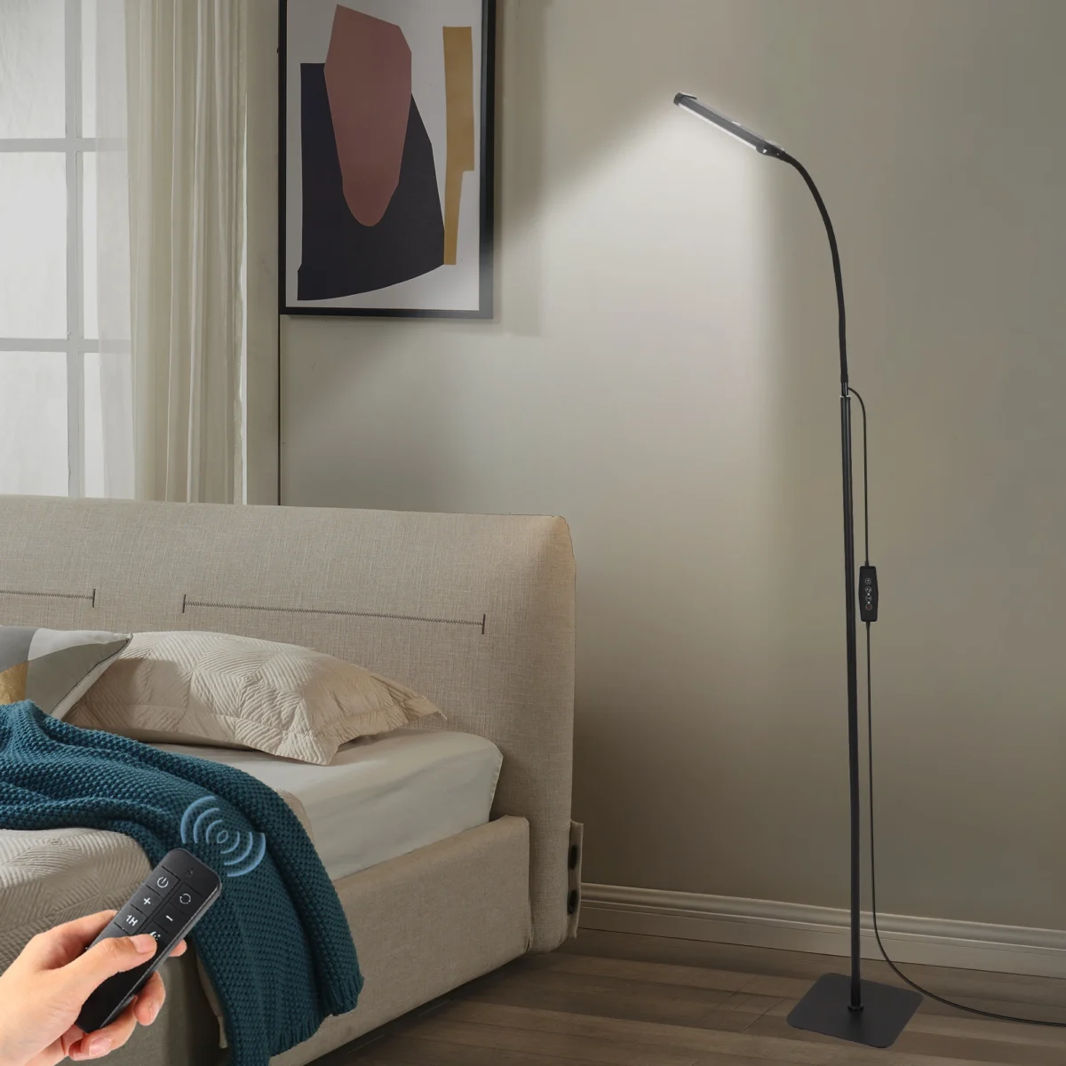 Tall Floor Lamp, Regular/Touch Model-With Remote Control, Adjustable Height & Brightness, 3 Color Modes - Image 2
