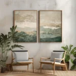 Serene Japanese Wabi Sabi Mountain Canvas Art Set - Image 2