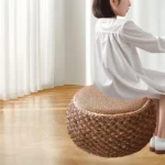 Rattan Pouf Ottoman Round Footrest Lightweight Comfortable Foot Stool for - Image 4