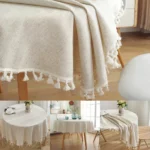 Nordic Simple Solid Color Round Tablecloth Cotton Linen Cloth Tassel Dust-proof Tablecloth Washable Living Room Table Decoration - Image 5