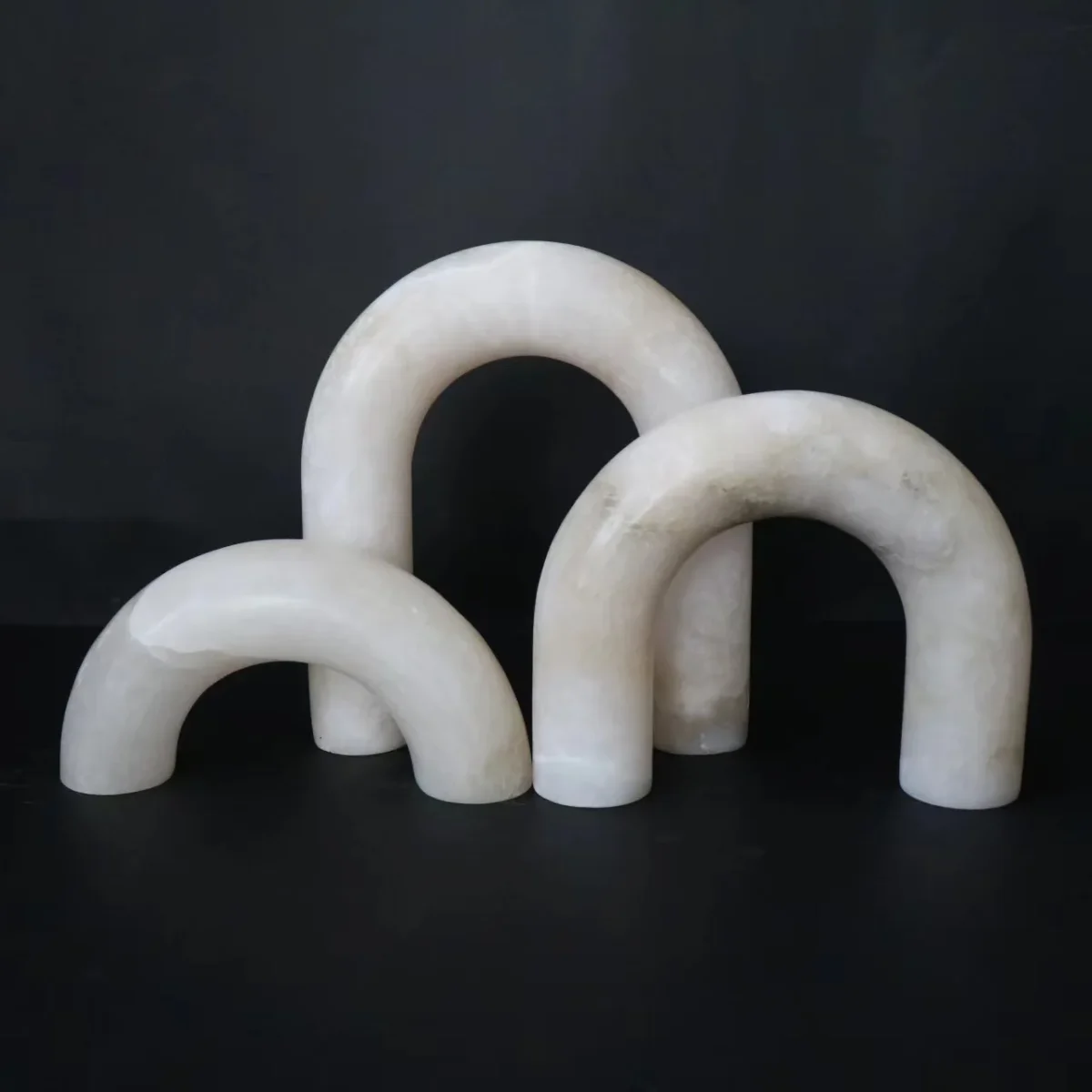 Natural Marble Sculpture Geometric Arch Semicircular Arch Ornament Yellow Cave Stone Decorative Figurines Living Room Decoration - Image 4