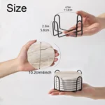 6Pcs Beverage Coaster Set with Bracket, Marble Style, Ceramic Beverage Coaster for Desktop Protection - Image 2
