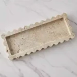 Natural Stone Purple Red Travertine Marble Sundries Plate Lace Rectangle Storage Scalloped Tray Home Decoration - Image 5
