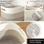 1 Bohemian style cotton rope woven storage basket, large capacity toy, home decoration, Christmas and New Year gift organizer - Image 2