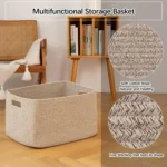 Large Blanket Basket, Woven Blanket Storage Basket with Handle, Cotton Rope Basket - Image 4