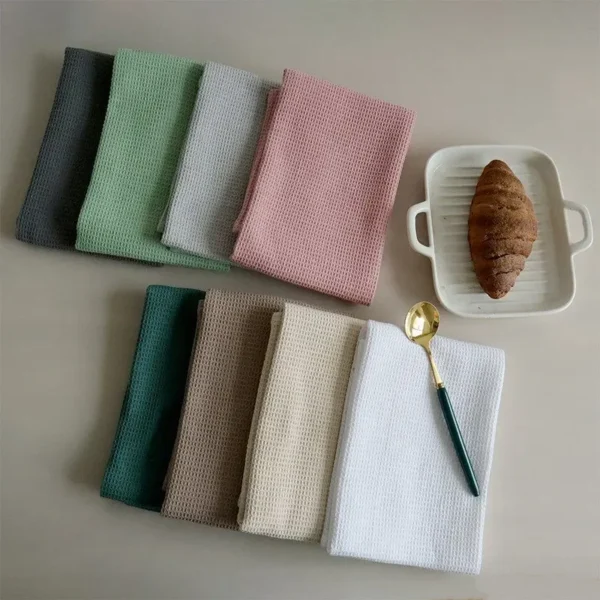 1/4PCS 100%Cotton Waffle Weave Napkins, Absorbent Teatowel Dinner Table Reusable Towel,Kitchen Household Durable Cloth,17x25Inch
