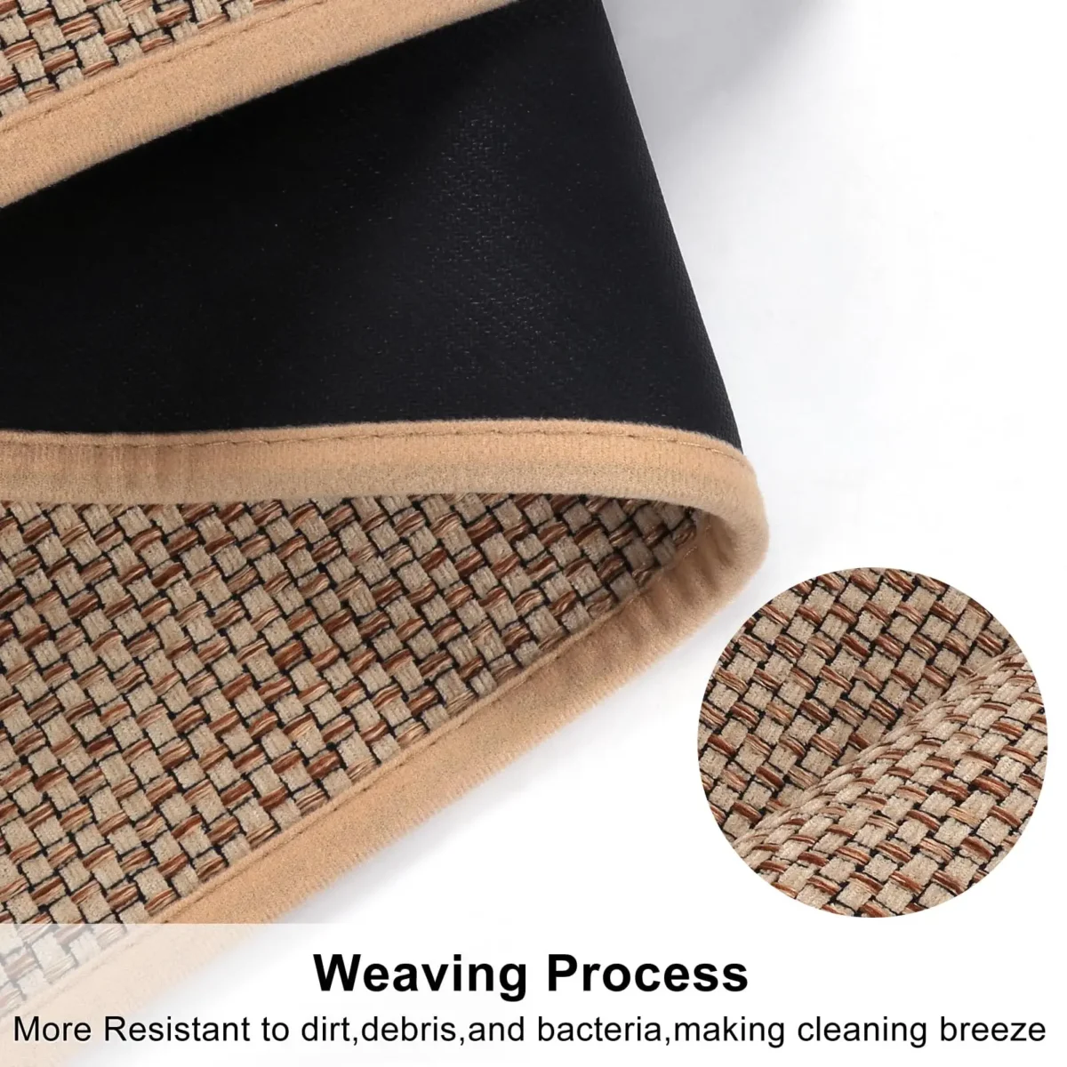 Linen Weave Kitchen Floor Mat Anti-slip Washed Rug Rubber Bottom Natural Twill Flax Entry Door Long Carpet Oil-resistant Durable - Image 2