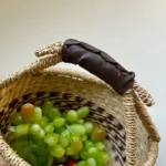 New Vietnamese Seaweed Hand-woven Basket Fruit Picking Basket Ins Sundries Storage Basket for Home, Picnic with Leather Handle - Image 5