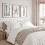 Coastal Serenity: Blue Watercolor Surfboard Art Print - Image 2