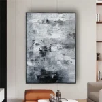 Handcrafted Gray Abstract Oil Canvas Art for Modern Living Spaces - Image 4