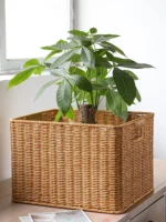 Nordic Sle Woven Storage Basket Simple Living Room Organizer Plastic Cabinet Storage Caddy Imitation Wier Basket - Image 4