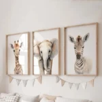 Safari Nursery Decor Set of 3 Poster Jungle Animal Nursery Wall Art Prints Baby Animal Prints Children's Room Bedroom Decoration - Image 3