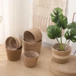 Weaving Flower Plant Pot Plant Pots Seagrass Basket Straw Basket Planter Pot Basket Indoor Outdoor Flower Pot Containers - Image 5