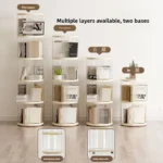 Rotating Bookshelf 360 Degree Home Bookcase Floor Shelf Student Picture Book Living Room Storage Rack Creative Storage Cabinet - Image 3