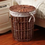 Dirty Hamper Rattan Storage Basket Dirty Clothes Household Clothes Storage Basket with Lid Hot Pot Shop Clothes Storage Basket - Image 3