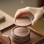 6pc/lot Walnut Solid Wood Coasters Zen Non-slip Coasters for Coffee Cups Saucer Anti-scald Placemats Cup Holder for Tea Supplies - Image 6