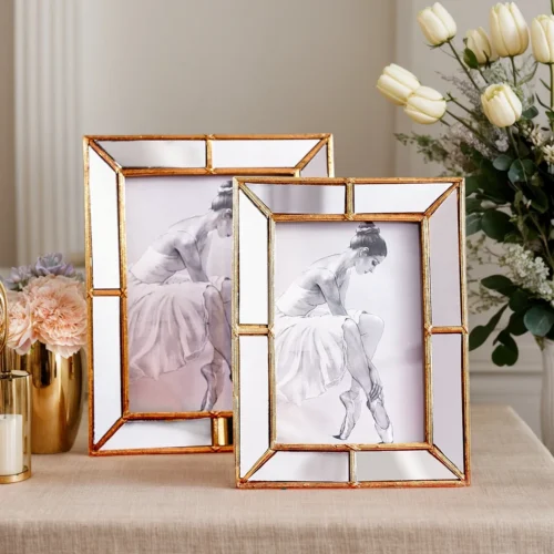 Chic Golden Trapezoidal Resin Photo Frame for Modern Homes