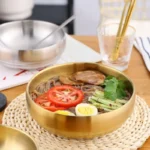 304 Stainless Steel Double Layer Cold Noodle Bowl Gold Silver Korean Style Anti-scald Large Salad Soup Bowls Kitchen Utensils - Image 3