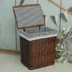 Lidded Rattan Woven Basket Decorative Laundry Hamper Toy Storage Solution Handcrafted Multi-Use Organizer - Image 5