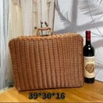 Retro Rattan Suitcase Wicker Handmade Travel Basket Camping Food Storage Luggage Straw Woven Snack Container Picnic Suitcase - Image 6