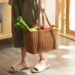 Large Handwoven Storage Basket for Shopping, Outdoor Use with Lid As Gift, Shelf Baskets Storage Baskets - Image 2