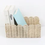 Scalloped Edge Basket, Paper Rope Storage Baskets, Hand Woven Baskets For Shelves,Natural Baskets For Organizing - Image 4