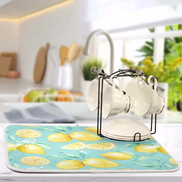 Lively Lemon Microfiber Dish Drying Mat for Colorful Kitchens