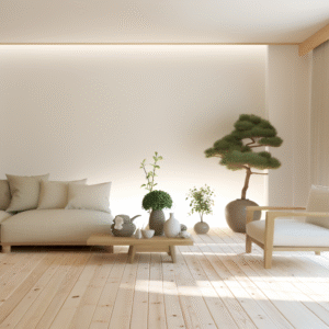 Infographic comparing Japandi, Wabi-Sabi, and Hygge design philosophies, highlighting natural materials, simplicity, and comfort.