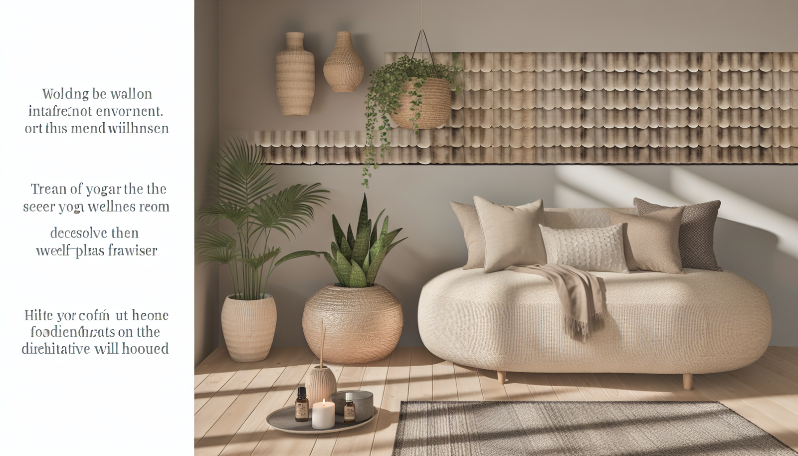 Example layout of a home meditation space with cushion, altar, and plant.