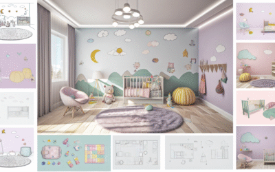 Child's room with galaxy projector casting stars and nebulae on the ceiling.