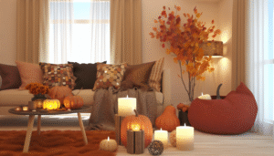 Assortment of spring-scented candles in various jars and scents like floral, citrus, and green.