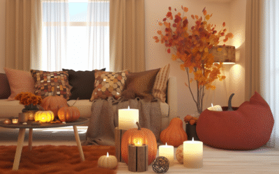 Assortment of spring-scented candles in various jars and scents like floral, citrus, and green.