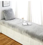 Luxury Imitation Fur Cushion Plush Sofa Carpet Faux Fur Sheepskin Rug Balcony Bay Window Mat Kid's Bedroom Fluffy Blanket White