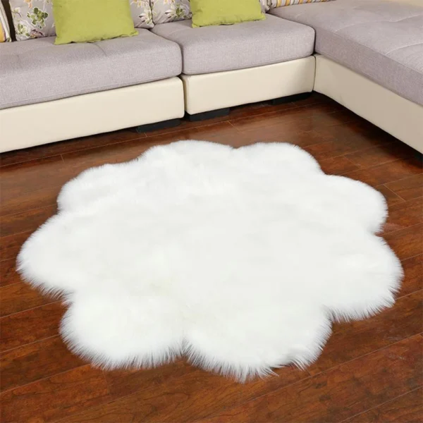 Chair Cover Plain Skin Fur Soft Sheepskin Warm Hairy Carpet Seat Pad Plain Fluffy Rugs Washable Bedroom Faux Mat Home