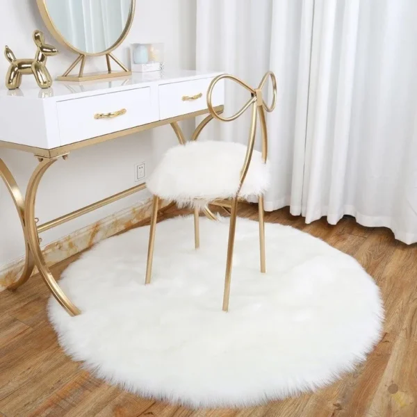 Soft Fluffy Round Carpets Living Room Solid Color Plush Area Carpet Faux Sheepskin Shag Rugs Pink For Home Bedroom Decorative