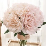 5pcs Artificial Flowers Big Hydrangea White Peony High Quality Bride Bouquet Home Wedding Living Room Fake Flowers Decoration - Image 3