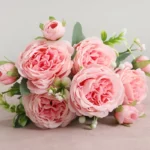 Beautiful Rose Peony Artificial Silk Flowers Small White Bouquet Vases for Home Party Winter Wedding Decoration Cheap Fake Plant - Image 5