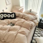 Washed Cotton Bed Linen Bedding Set 3/4 Pieces Bed Sheets Set Solid Color Comforter Cover Couple Queen King Size Bed Quilt Cover - Image 3