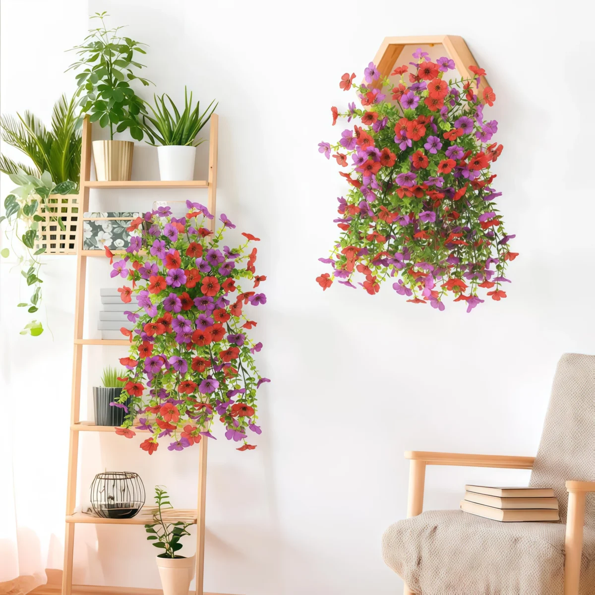2Pcs/Pack Artificial Flowers Simulated Plants Morning Glory Vines With Eucalyptus Leaves, For Home Outdoor Wedding Decoration - Image 4
