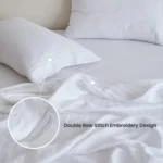 Simple&Opulence 3/4 Pcs 100% Bed Linen Sheet Set Embroidery Washed Natural French Flax Soft Breathable Comforter Sheets Sets - Image 4